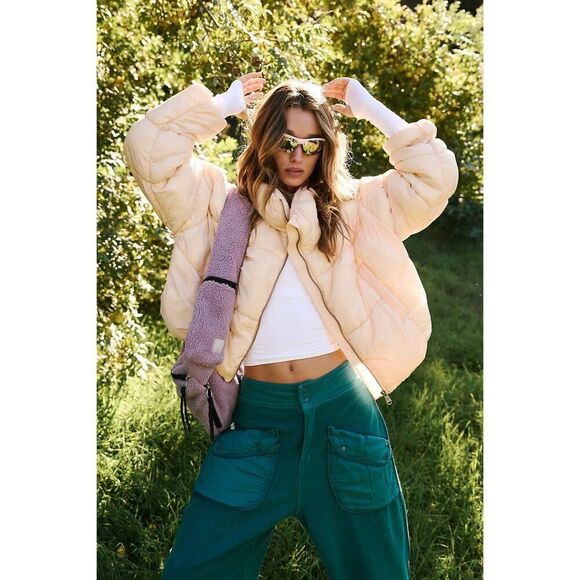 NEW Free People FP Movement In A Bubble Puffer Jacket Medium Cream - Picture 3 of 10